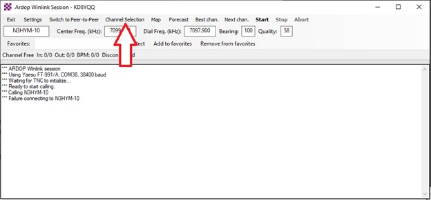 Winlink Ardop Session Channel Selection